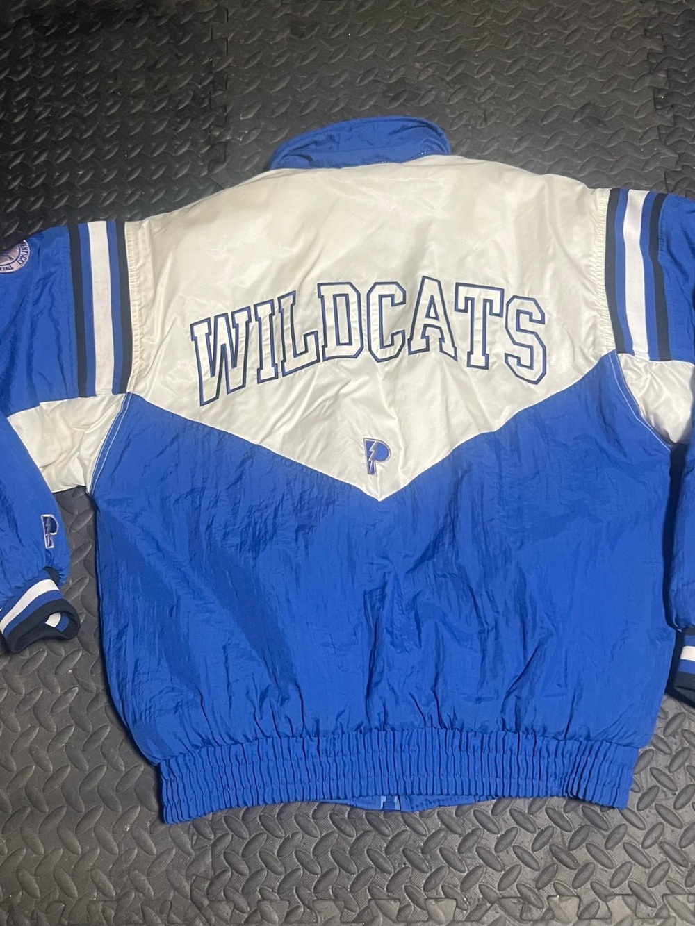 Pro Player Wildcats Blue and White Varsity Bomber Jacket